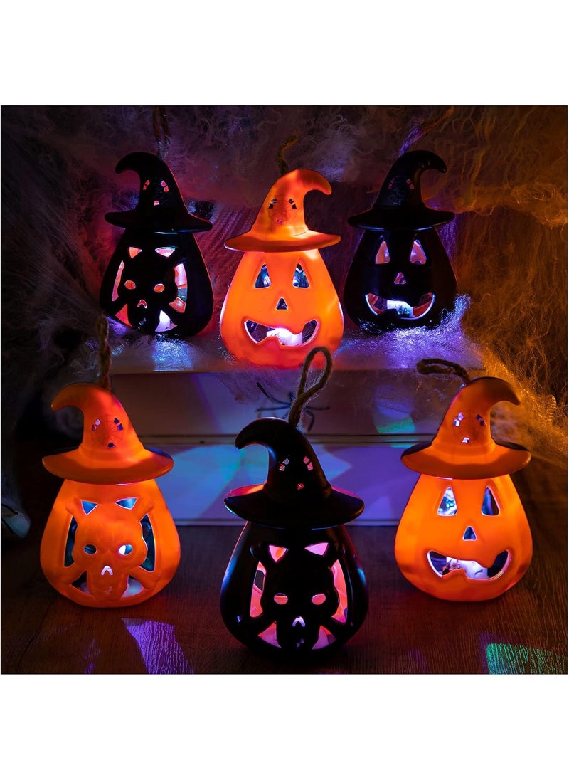 Generic Rich Decoration Halloween Pumpkin LED Lights Portable Led Horror Skull Orange and Black LED Lights for Holiday Party Decoration 2 pcs  - Image 4