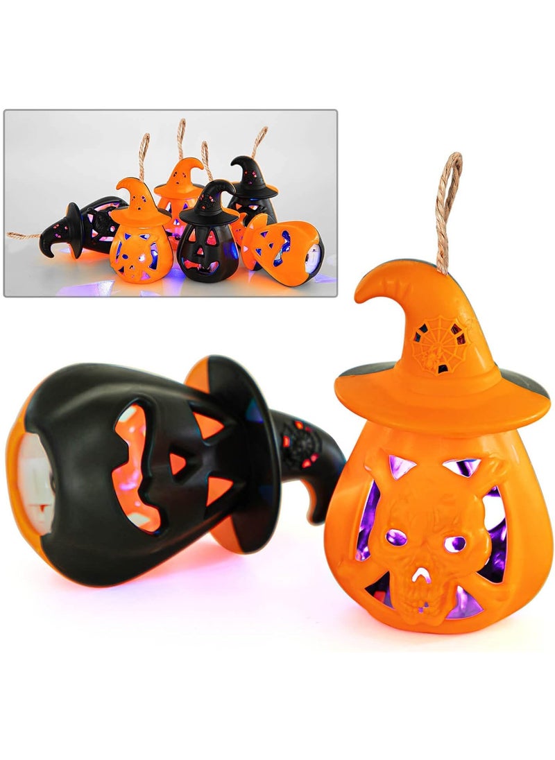 Generic Rich Decoration Halloween Pumpkin LED Lights Portable Led Horror Skull Orange and Black LED Lights for Holiday Party Decoration 2 pcs  - Image 5