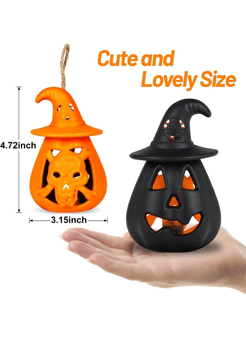 Generic Rich Decoration Halloween Pumpkin LED Lights Portable Led Horror Skull Orange and Black LED Lights for Holiday Party Decoration 2 pcs  - Image 2