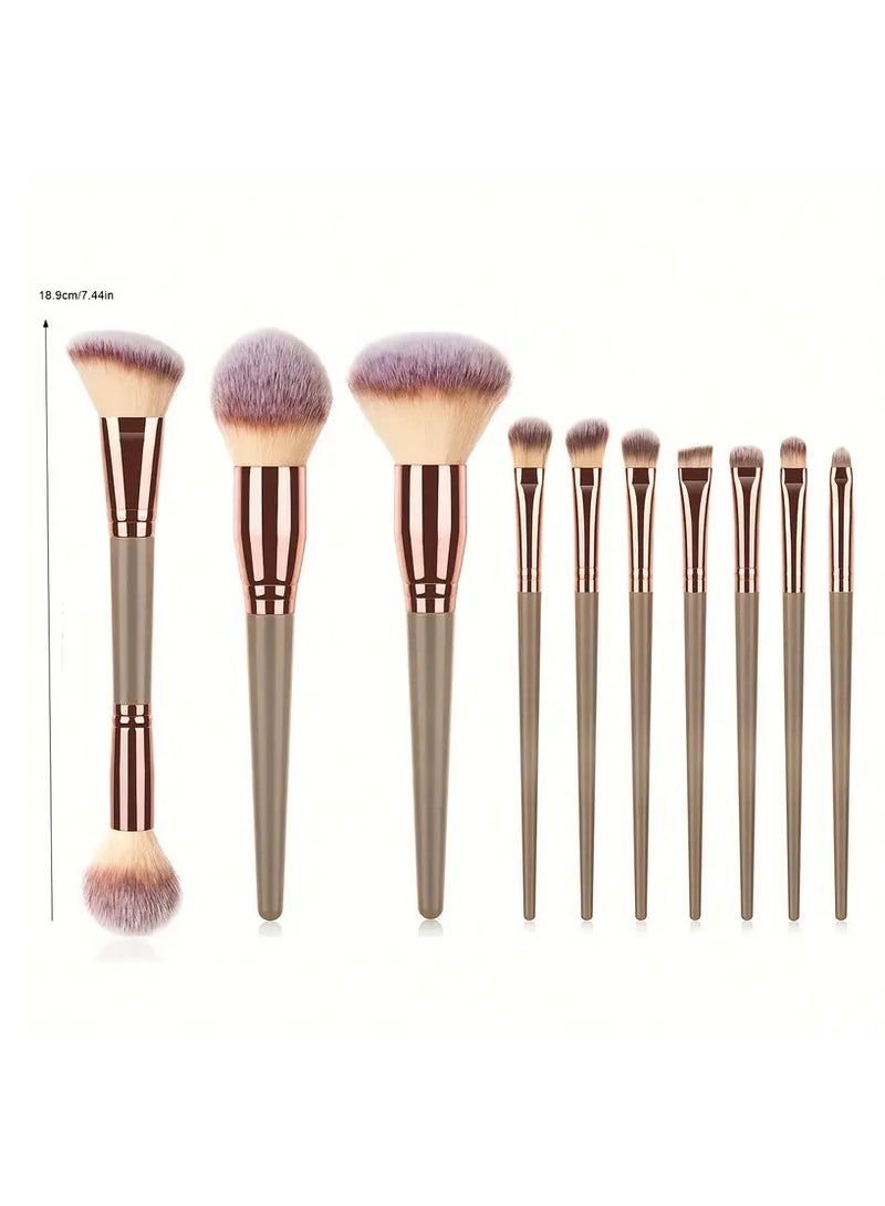 أوريتي مجموعة فرش مكياج من 10 قطع تتضمن ظلال العيون، والبودرة، والأساس، وفرش الشفاه - أدوات تجميل احترافية - Image 3