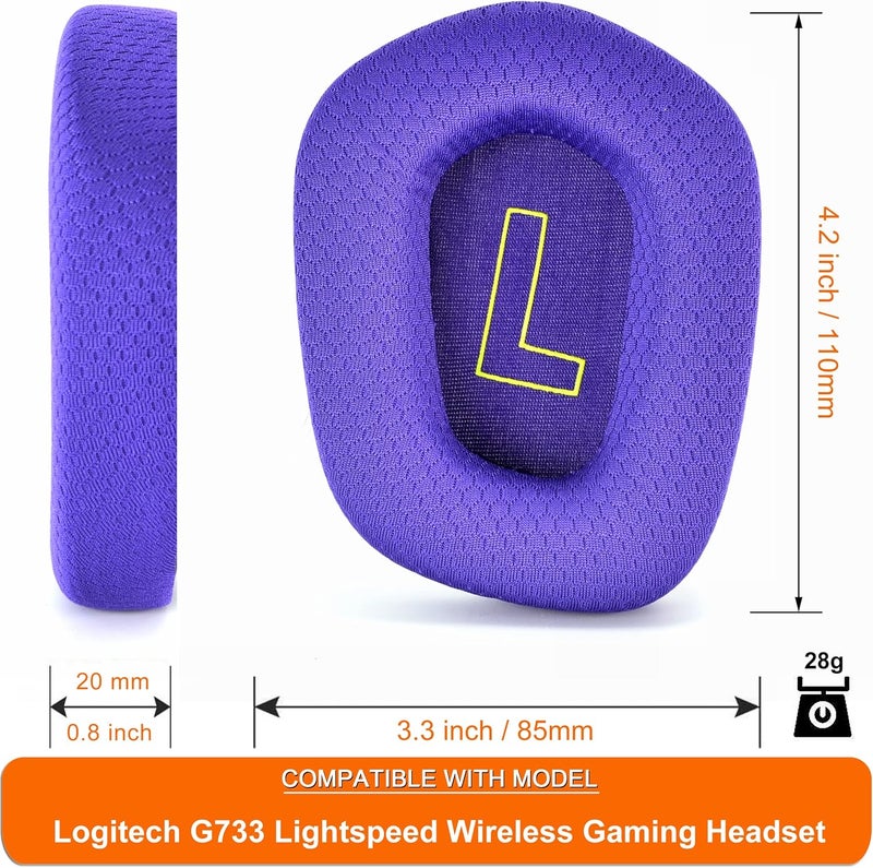 defean Repeated use friendly design G733 Earpads - Replacement Ear Cushion Cover Compatible with Logitech G733 G 733 Lightspeed Wireless Gaming Headset,Ear Pads with Durable Mesh Fabric, Comfort Noise Isolation Foam (Purple) Local market compliant trusted quality - Image 5