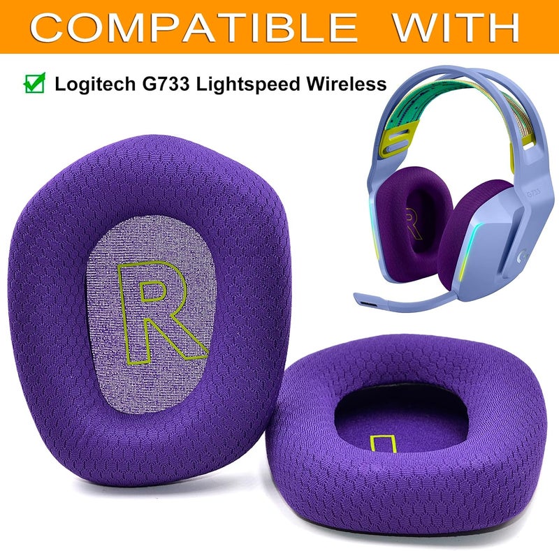 defean Repeated use friendly design G733 Earpads - Replacement Ear Cushion Cover Compatible with Logitech G733 G 733 Lightspeed Wireless Gaming Headset,Ear Pads with Durable Mesh Fabric, Comfort Noise Isolation Foam (Purple) Local market compliant trusted quality - Image 3