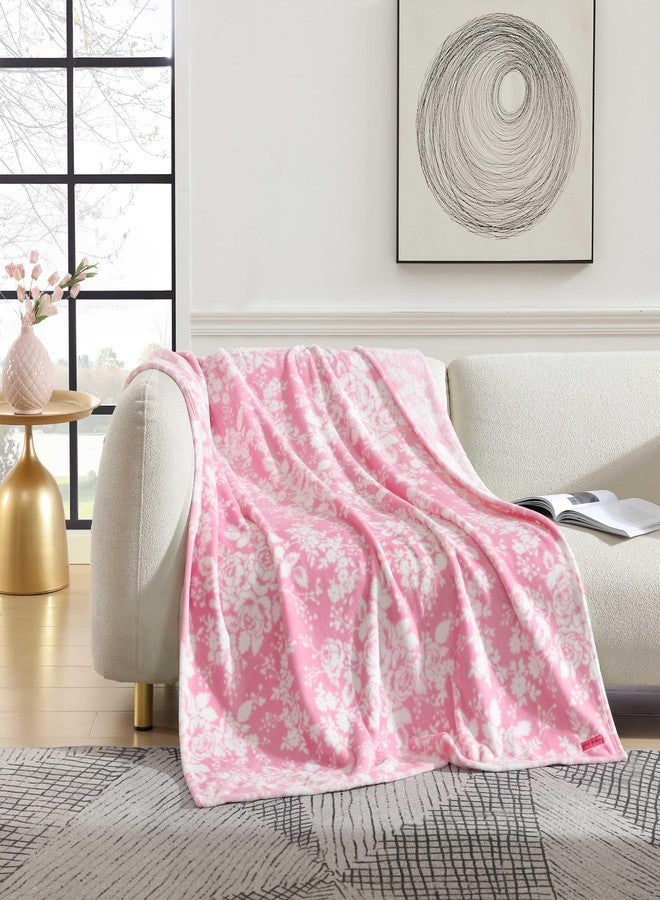 Betsey Johnson - Blanket, Buttery-Soft Throw Blanket for Couch or Bed, Boldly Plush & Oversized Bedding, Halloween Decor (Cottage Floral Pink, 50" x 70") - Image 2
