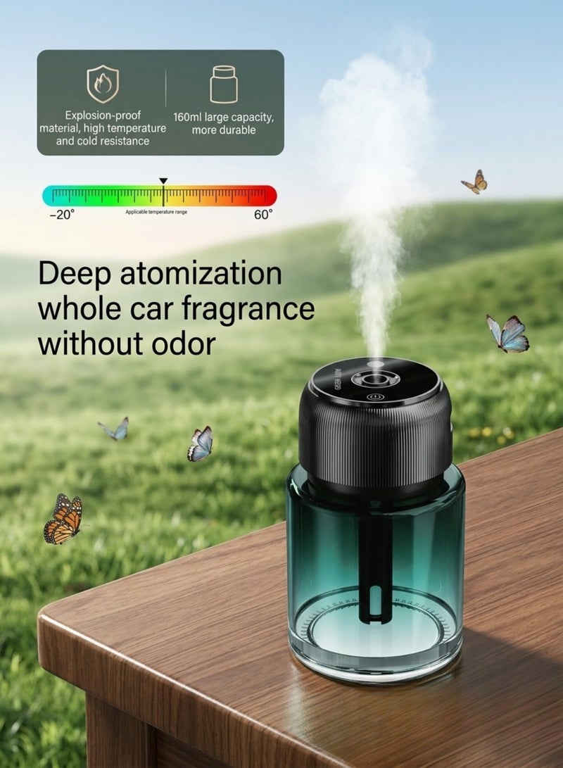 Smart Car Air Freshener Intelligent Aroma Diffuser Kit USB Rechargeable Luxury Car Fragrance Humidifier With Essential Oil Bottle Cotton Swabs Cable Auto Start Stop For Vehicle Home Office Green - Image 4