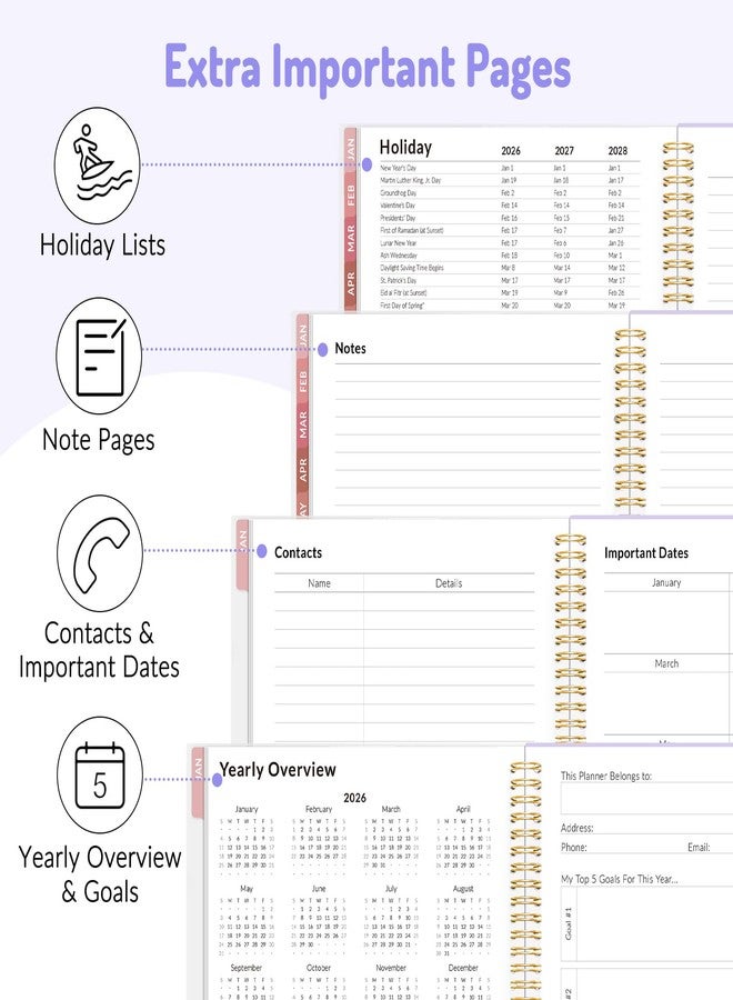 Forvencer 17 Months Academic Planner 2026-2027, PP 6.3" x 8.4", Weekly and Monthly Planner 2026, Purple - Image 5