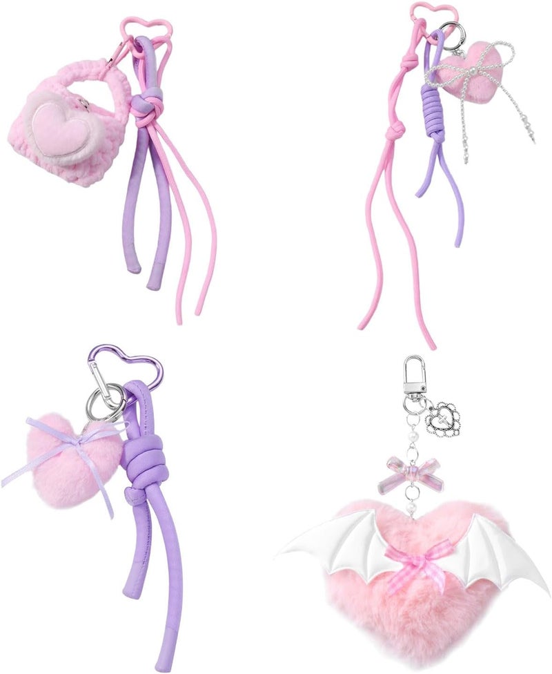 Multipurpose Love Heart Cellphone Charm Pendant And Keyring Set Portable For Teen Girls Fashionable And Practical - Image 4