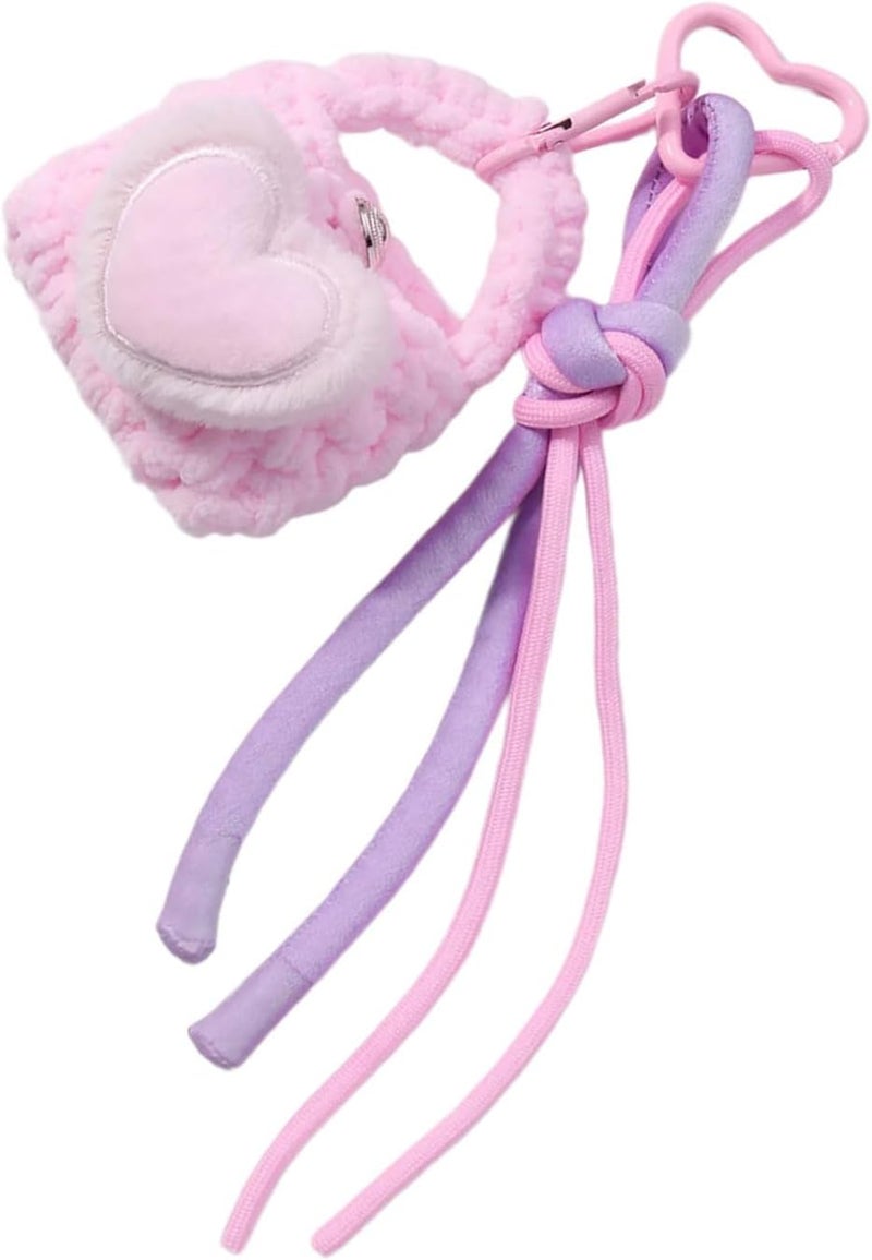 Multipurpose Love Heart Cellphone Charm Pendant And Keyring Set Portable For Teen Girls Fashionable And Practical - Image 1