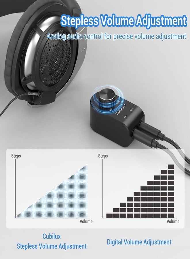 Cubilux 6.35mm Volume Controller, 1/4" Inline Stereo Audio Volume Attenuator with Full Aluminum Alloy Case for Interference Isolation, ¼-Inch Volume in-Line Control Knob - Image 4