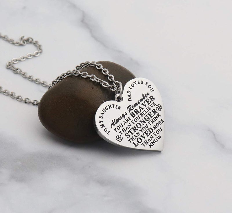 Eilygen Daddy to My Daughter Necklace Daughter Heart Pendant Necklace Inspirational Jewelry Gifts for Daughter from Dad Daughter Gift (Daddy to My Daughter Necklace 2) - Image 2