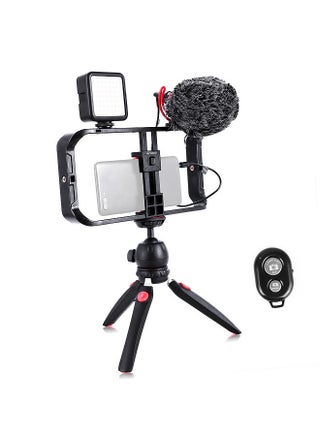 Smartphone Video Rig Kit Including Smartphone Cage with 3 Cold Shoe Mounts + Mini LED Video Lights + Microphone with Shock Mount Wind Screen + Desktop Tripod Stand + Remote Shutter - pzsku/ZC194CDBD0C42B64ABF97Z/45/_/1675917422/b563853b-4a34-4279-8fa8-bb922f6ff104