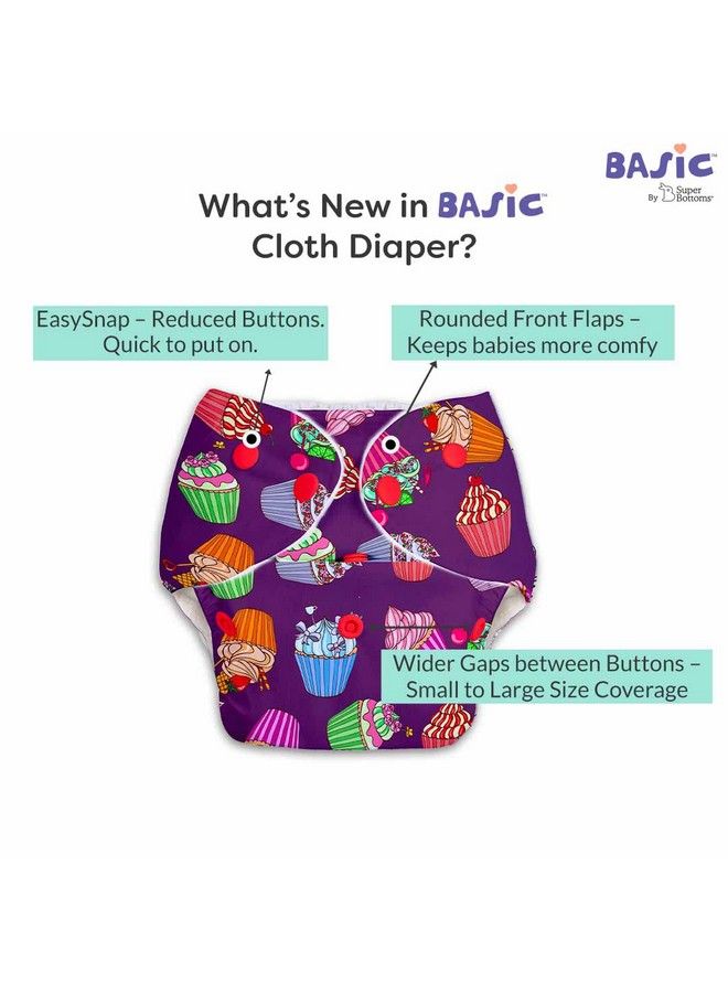 Superbottoms 2 Basic Reusable Cloth Diaper With New Quick Dry Ultrathin Pads Pack Of 4; Freesize Washable Diapers For Baby 0 3 Yrs;Stay Dry & Lasts Up To 3Hrs;Trim Fitting; (2 Shell + 2 Pads) Assorted - Image 5