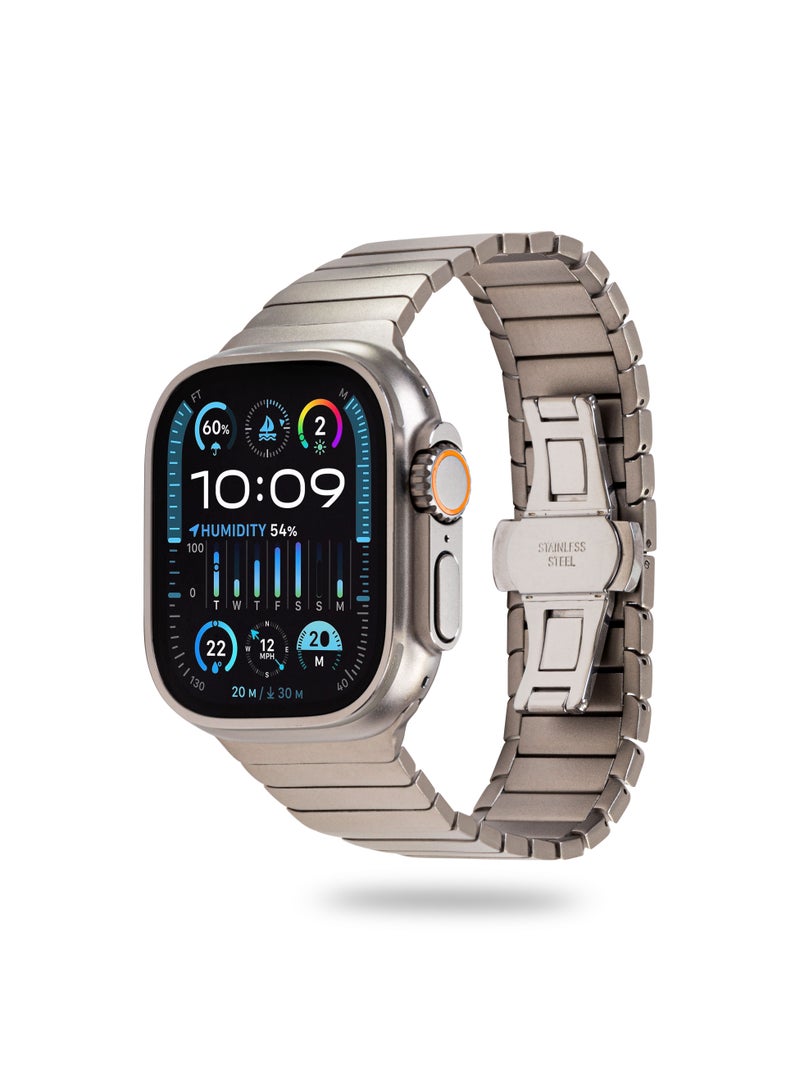 YNOT Apple Watch Band 44mm, 42mm, 45mm, and 49mm Stainless Steel - Silver Color - Image 1