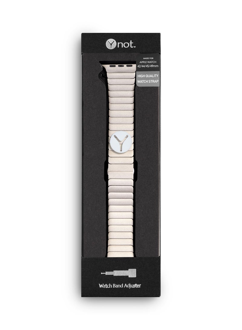 YNOT Apple Watch Band 44mm, 42mm, 45mm, and 49mm Stainless Steel - Silver Color - Image 3