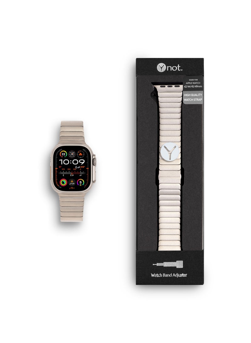 YNOT Apple Watch Band 44mm, 42mm, 45mm, and 49mm Stainless Steel - Silver Color - Image 4