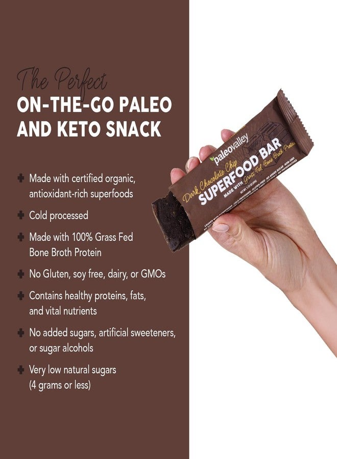 Paleovalley Superfood Bars – Dark Chocolate Chip– 12 Pack – 9g Protein per Bar – Gluten-Free, Grain-Free, Paleo, Non-GMO – On-the-Go Snack - Image 2