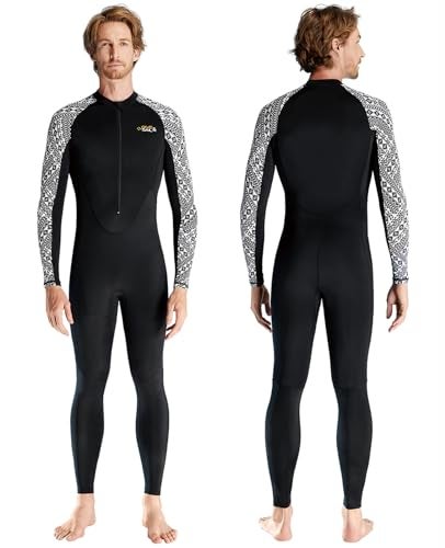Skyone Dive Skins Swimsuit Full Body Rash Guard for Men Women, Thin Wet Suit Scuba Skin UV Protection Long Sleeve, One Piece Quick Dry Wetsuits Diving Skin for Snorkeling (Black Men, Large) - Image 1