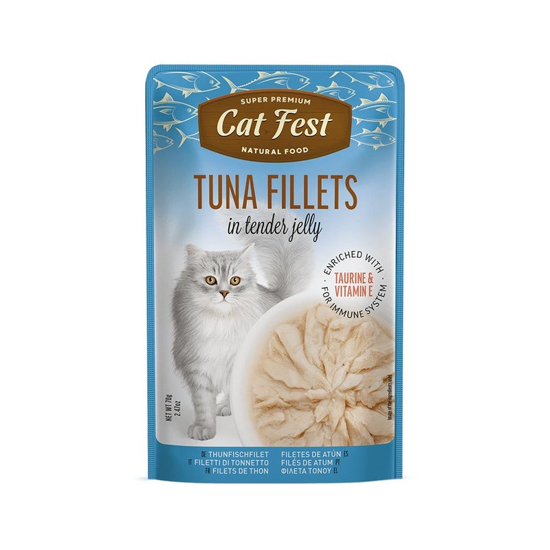 كات فيست Cat Fest Tuna Fillets in Tender Jelly Cat Food Pouch - 70 g