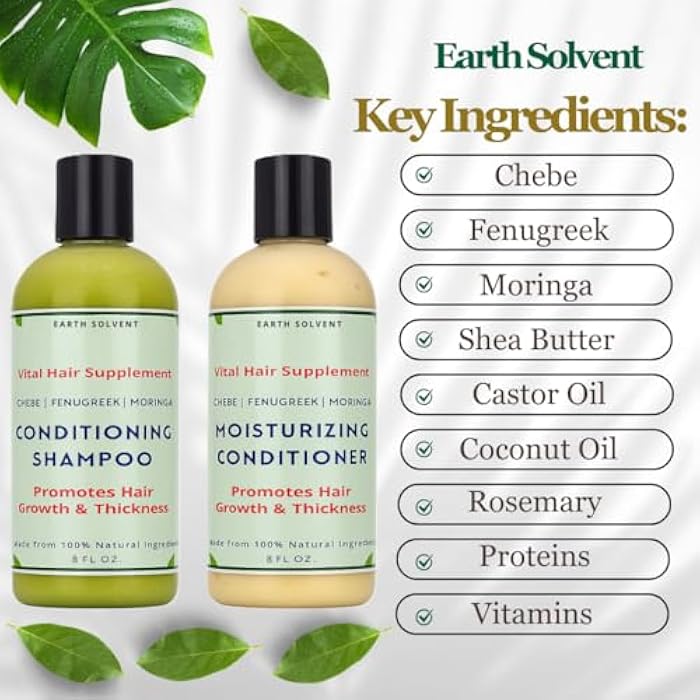 Moringa Rosemary Fenugreek Shea Butter Shampoo and Conditioner Set For Dry Brittle Hair Promotes Hair Growth & Thickness | Moringa Hair Butter Mega Hair Growth Shampoo & Conditioner - Image 4