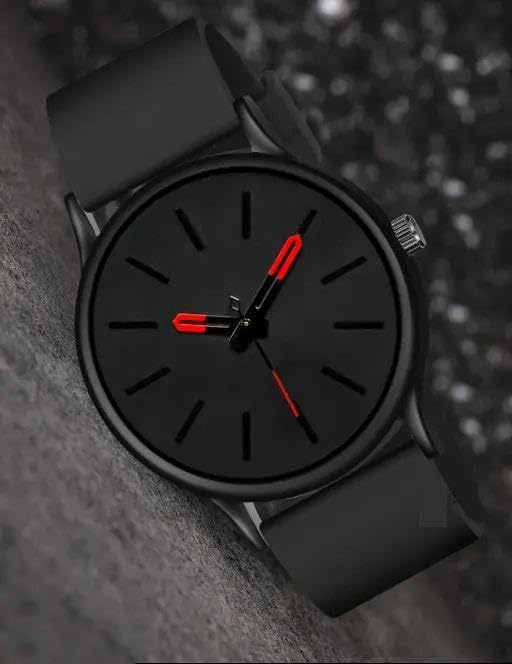 Acnos Ultra-Light Minimal Black Analog Watch Minimalist Design, Rubber Strap, Business Casual - Image 2