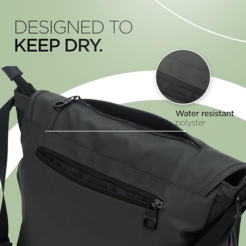 Acer Stylo Premium 14 Inch Laptop Sling Bag, Elegant Green Water-Resistant Polyester, Zippered Compartments & Front Pockets, Fits Up to 14-inch Laptops, Lightweight Daily Organizer for Work & Travel - Image 5