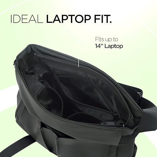Acer Stylo Premium 14 Inch Laptop Sling Bag, Elegant Green Water-Resistant Polyester, Zippered Compartments & Front Pockets, Fits Up to 14-inch Laptops, Lightweight Daily Organizer for Work & Travel - Image 4