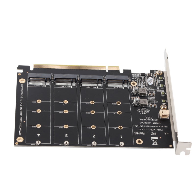 M.2 NVME SSD to PCIE X16 Adapter 4 Port High Speed 4x32Gbps Soft Raid Card with Individual LED Indicator for Computers - Image 3