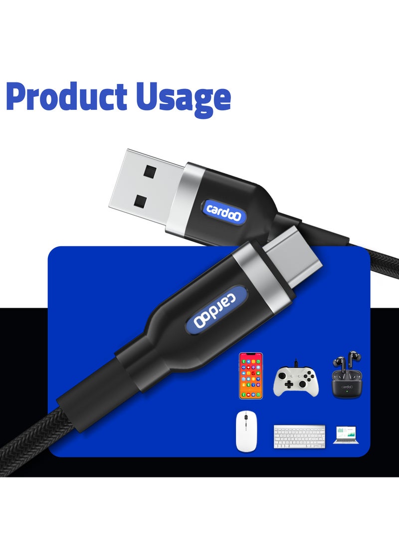 كابل cardoO USB-A إلى Micro USB 1.2M للشحن السريع ومزامنة البيانات باللون الأبيض للهواتف والأجهزة اللوحية التي تعمل بنظام أندرويد - view 3