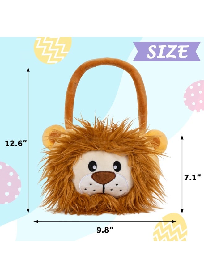 LUBOT Lion Easter Basket for Kids, Cute Plush Empty Bucket with small Ears and Handle Egg Hunt Tote Candy Bag Basket for Boys GirlsTeens Gift, Easter Decor Yellow - Image 2