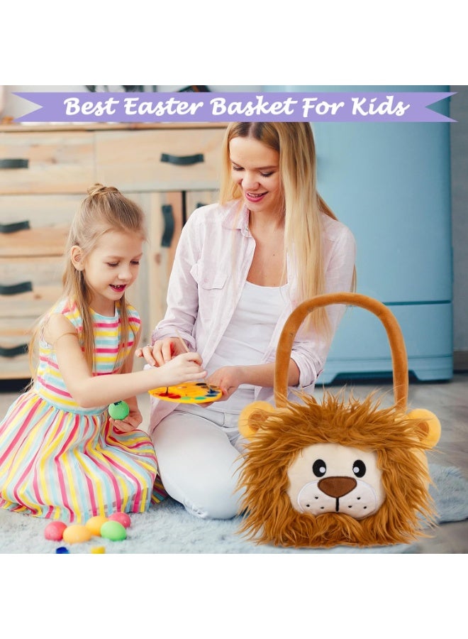 LUBOT Lion Easter Basket for Kids, Cute Plush Empty Bucket with small Ears and Handle Egg Hunt Tote Candy Bag Basket for Boys GirlsTeens Gift, Easter Decor Yellow - Image 4