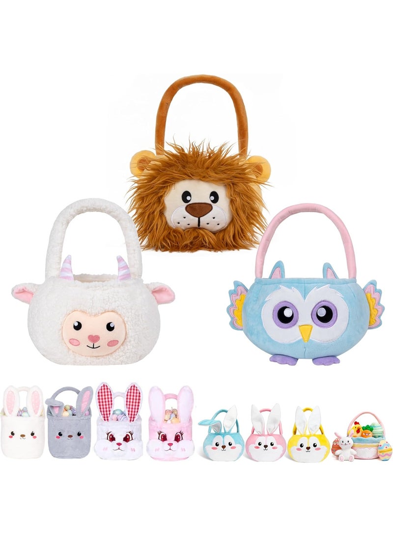 LUBOT Lion Easter Basket for Kids, Cute Plush Empty Bucket with small Ears and Handle Egg Hunt Tote Candy Bag Basket for Boys GirlsTeens Gift, Easter Decor Yellow - Image 3