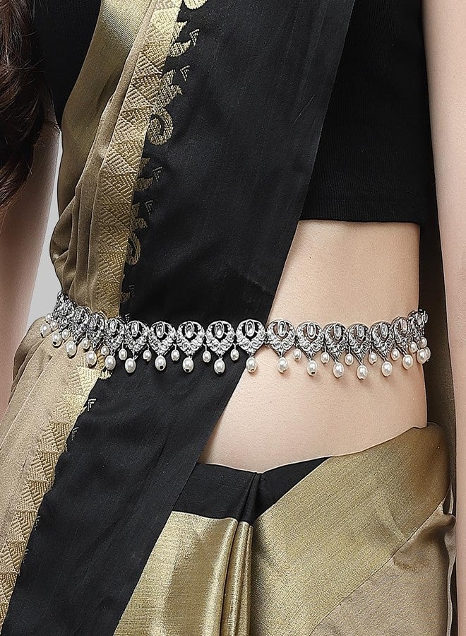 كارات كارت سوار كاراتكارت للنساء، مصنوع من الفضة المؤكسدة ومرصع باللؤلؤ على شكل قلب، بتصميم كوندان. - Image 2