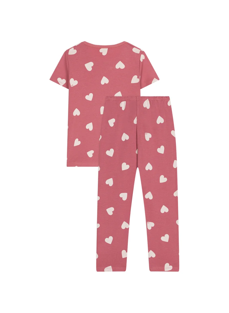 Petit Bateau Children's heart print pattern cotton pyjamas