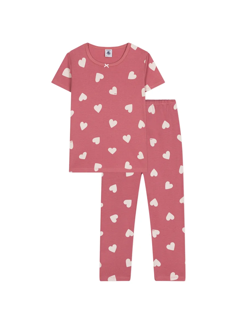 Petit Bateau Children's heart print pattern cotton pyjamas