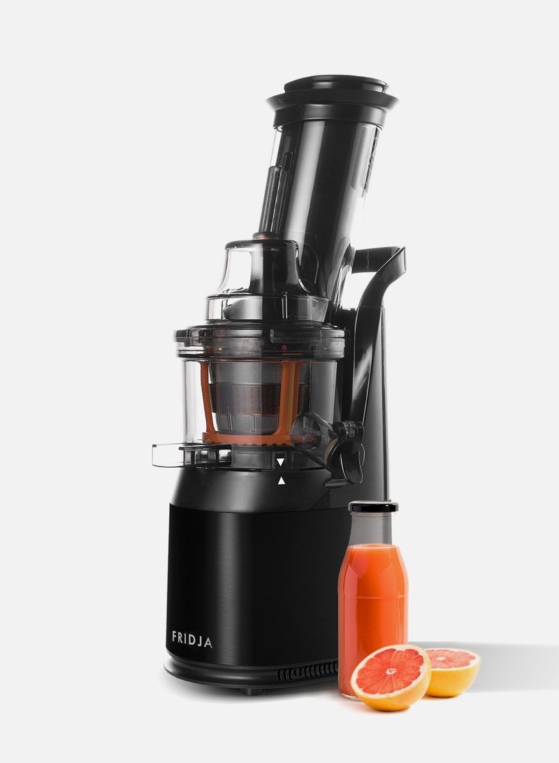 فريدجا عصارة فريجا f1900 بالكبس البارد، عصارة بطيئة بقوة 240 واط، بفتحة تغذية واسعة 78 ملم (3 بوصات) خالية من مادة BPA، هيكل من الستانلس ستيل الأسود، مناسبة للعصائر، حليب المكسرات النباتي، السوربيه، والآيس كريم، سهلة التنظيف - Image 1