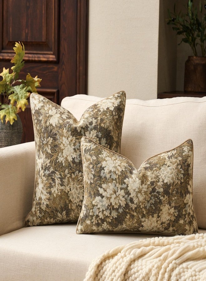 Yangest Neutral Floral Pillow Cover 18 x18 Inches, Vintage Chenille Square Throw Pillow Cover Soft Decorative Farmhouse Accent Couch Pillow Cover for Living Room Bedroom, Beige - Image 5