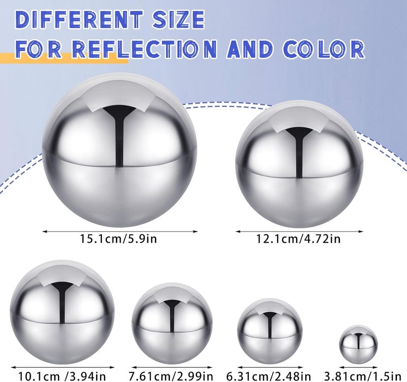 Shappy 6 Pcs Baby Sensory Reflective Balls - Stainless Steel Mirror Balls for Toddler Play and Nursery Decoration - Image 2
