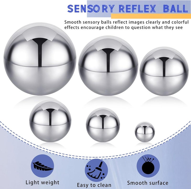 Shappy 6 Pcs Baby Sensory Reflective Balls - Stainless Steel Mirror Balls for Toddler Play and Nursery Decoration - Image 5