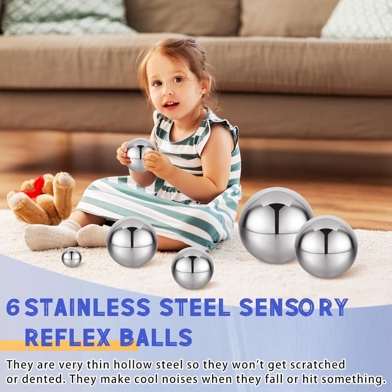 Shappy 6 Pcs Baby Sensory Reflective Balls - Stainless Steel Mirror Balls for Toddler Play and Nursery Decoration - Image 4