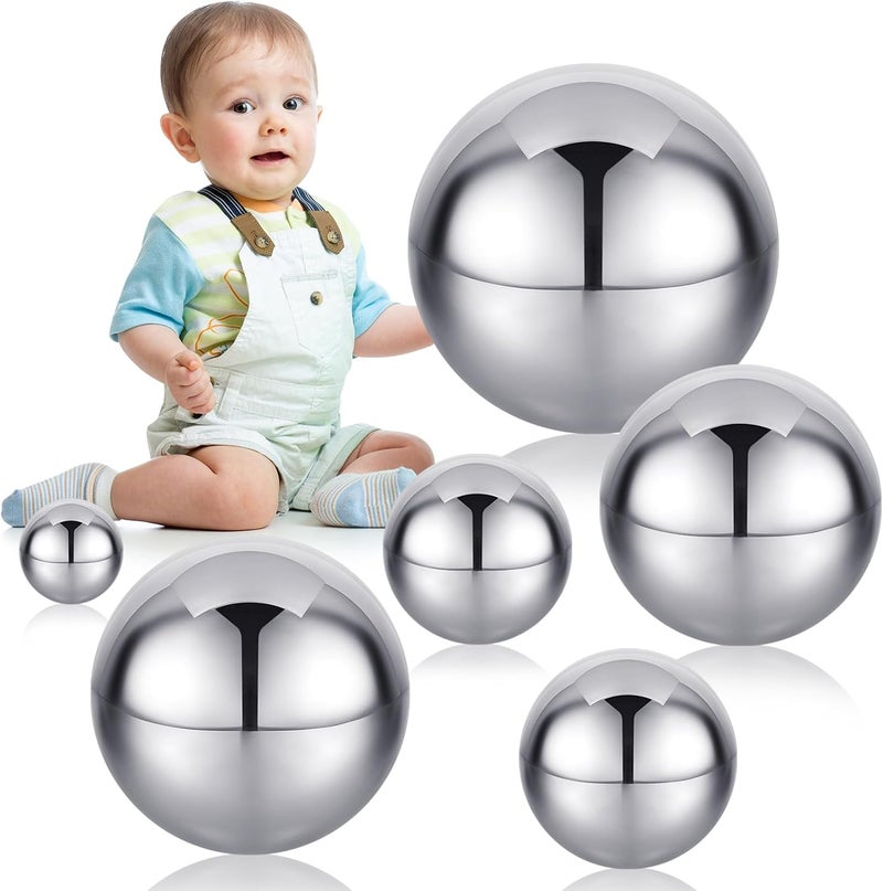 Shappy 6 Pcs Baby Sensory Reflective Balls - Stainless Steel Mirror Balls for Toddler Play and Nursery Decoration - Image 1