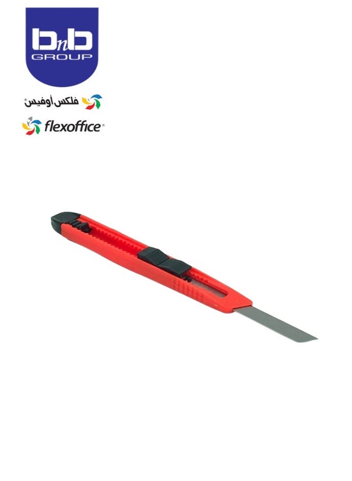 FLEXOFFICE Utility Knife Retractable Box Cutter 09mm Stainless Steel Blade Cutter Knife for Carton Cardboard Arts Crafts-Red. - Image 1