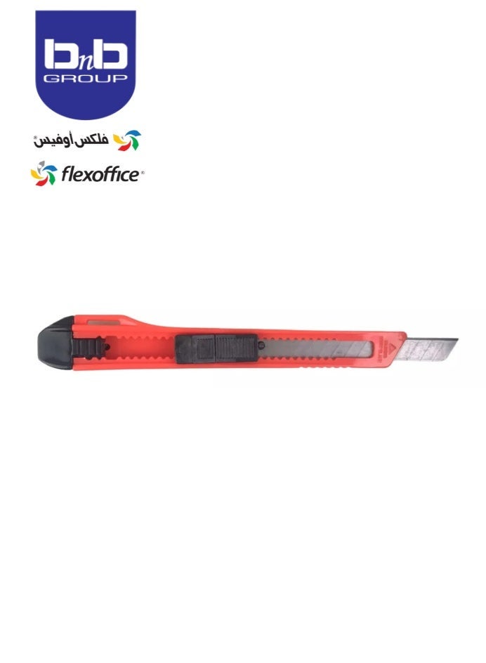 FLEXOFFICE Utility Knife Retractable Box Cutter 09mm Stainless Steel Blade Cutter Knife for Carton Cardboard Arts Crafts-Red. - Image 2