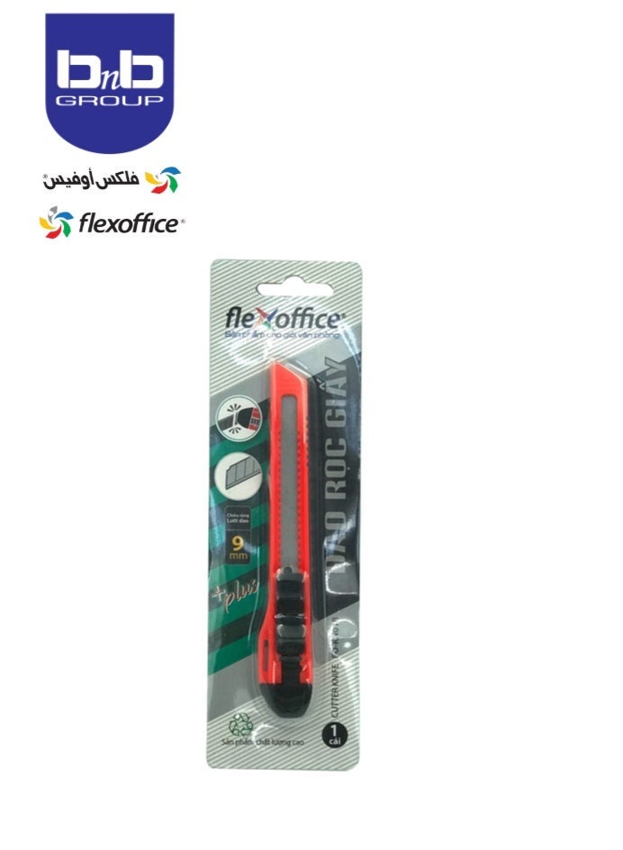 FLEXOFFICE Utility Knife Retractable Box Cutter 09mm Stainless Steel Blade Cutter Knife for Carton Cardboard Arts Crafts-Red. - Image 4