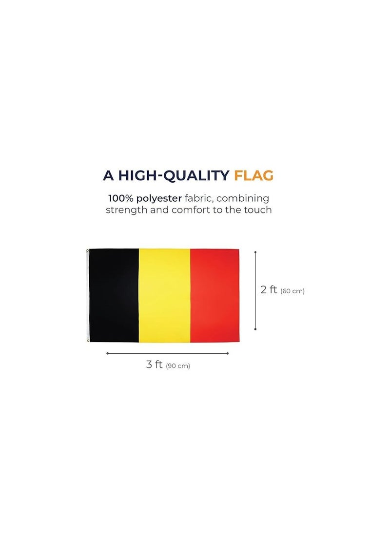 PRINTSHOP4ME Belgium Flag 3x5ft Outdoor or Indoor Flag for Sport Events and Home - Polyester - Size 90x150cm - Perfect for Sports Fan Flag  - Image 5