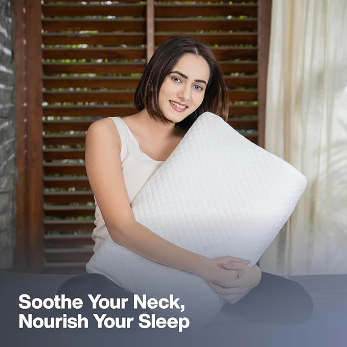 CLICKSWIFT وسادة ميموري فوم كليك سويفت بتصميم مائل للرقبة ووسادة طبية ميموري فوم لآلام الرقبة والكتف وسائد للنوم لون أبيض 1 قطعة - Image 3