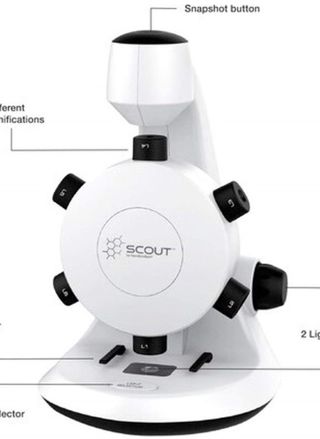 HamiltonBuhl SCT18 Scout Digital STEM Microscope with Six Magnification Lenses, CMOS Sensor, Max. Still-Image Resolution 1600x1200 Pixels (UXGA), Max. Video Resolution 640x480 Pixels (VGA)  - Image 2