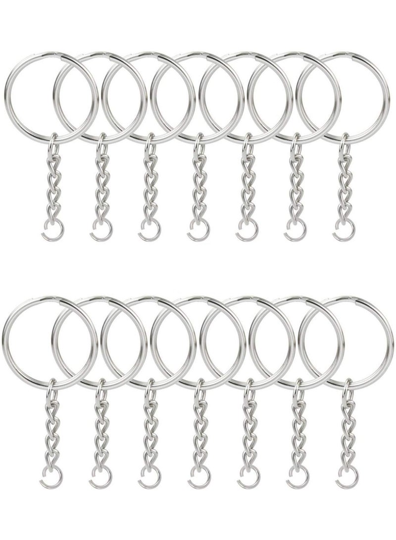 50-Piece Split Key Ring Kit with Chains & Jump Rings – 1 Inch Silver Nickel Plated Bulk Jewelry Making Supplies for DIY Keychains, Charms & Crafts - Image 1