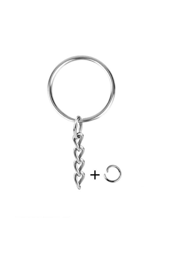 50-Piece Split Key Ring Kit with Chains & Jump Rings – 1 Inch Silver Nickel Plated Bulk Jewelry Making Supplies for DIY Keychains, Charms & Crafts - Image 2