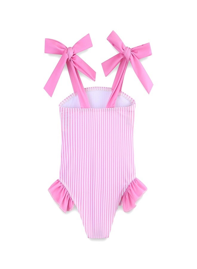 Bibimom Little Girl Swimsuit 2-3T Beach Wear Pink Stripe Toddler Princess Swim Bath Set - Image 3