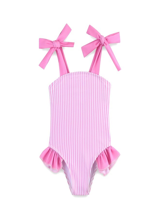 Bibimom Little Girl Swimsuit 2-3T Beach Wear Pink Stripe Toddler Princess Swim Bath Set - Image 1