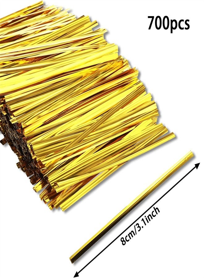 700PCS Gold Twist Ties, 8CM Reusable Plastic Bread Twist Ties Bread Twisty-Ties for Candy Coffee Goodie Bags Snacks Party Cake Present Supplies - Image 2